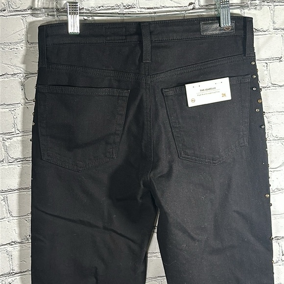 AG The Isabella Black High-Rise Straight Studded Jeans size 26 NEW - Picture 5 of 16